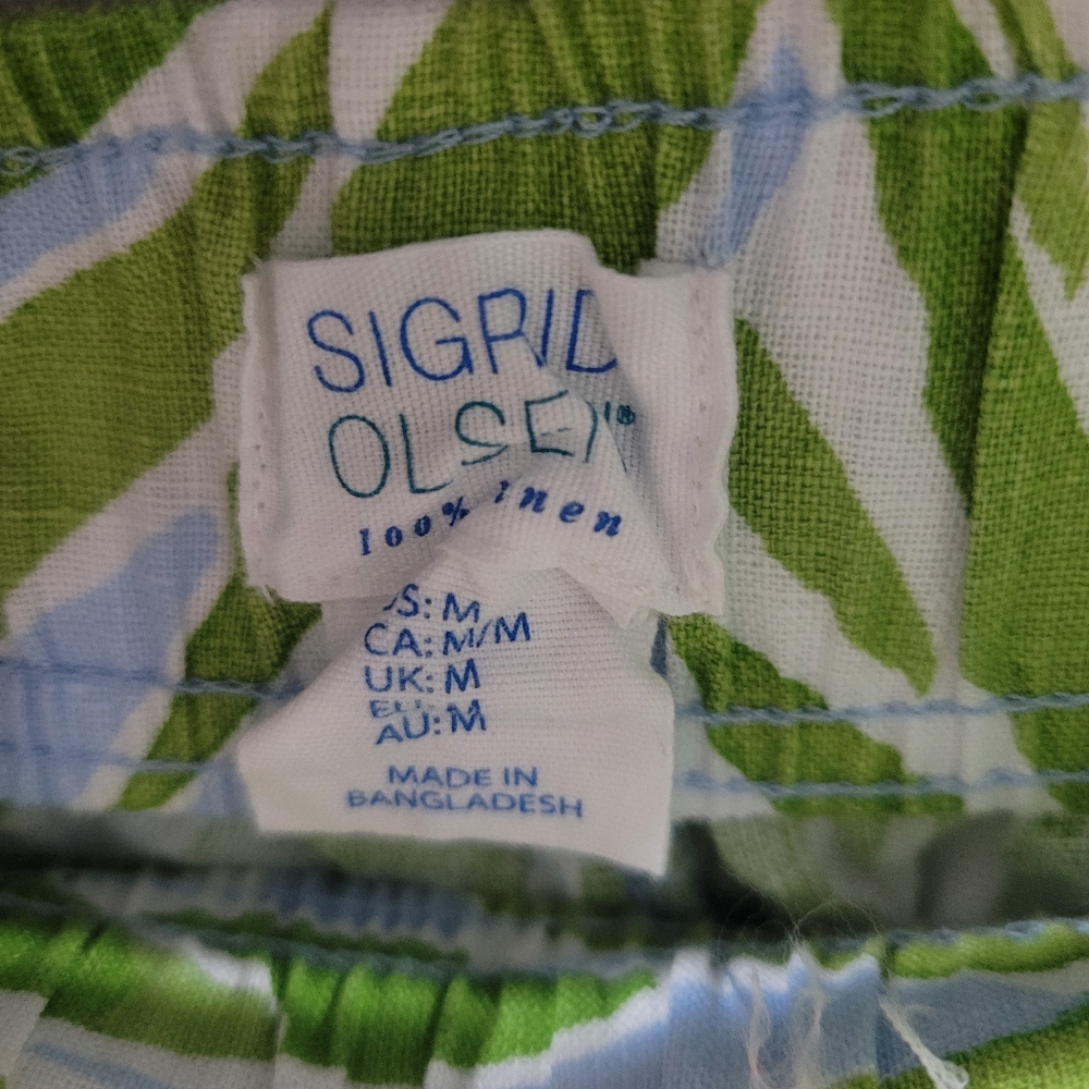 Sigrid Olsen Linen Palm Leaf Print Wide Leg Palazzo Pants. Never Worn - Picture 5 of 7